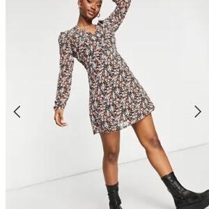 ASOS Sexy Flowy Boho Bohemian Floral Print Long Sleeve Dress NWT
